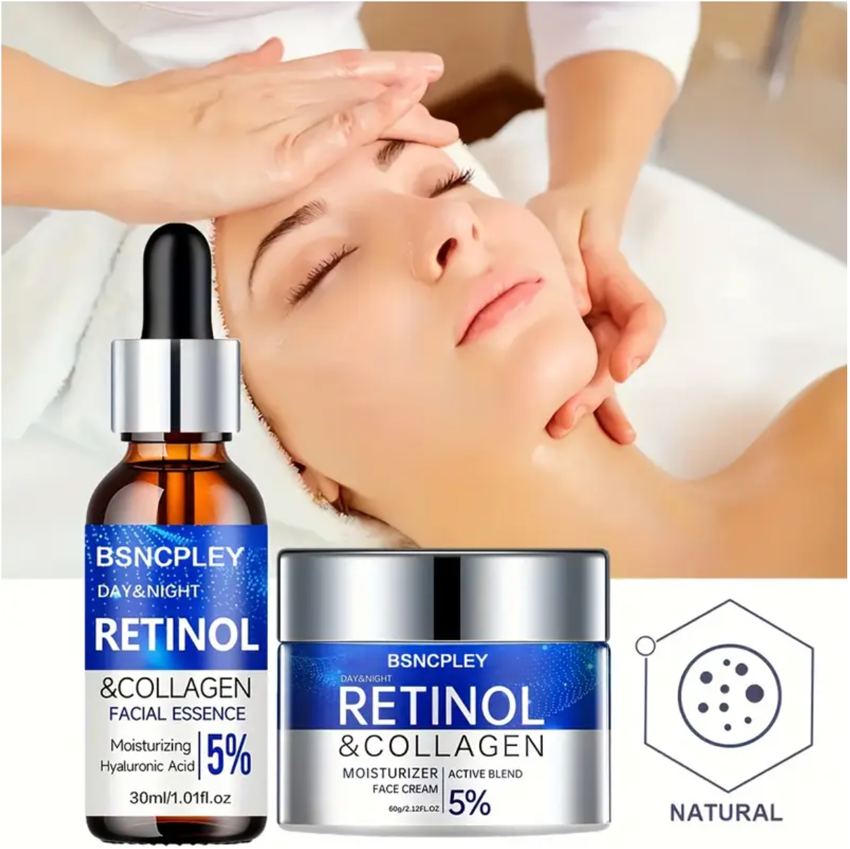 BSNCPLEY Day & Night Retinol & Collagen Firming Cream and Serum Set