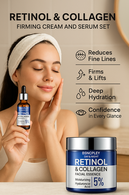 BSNCPLEY Day & Night Retinol & Collagen Firming Cream and Serum Set